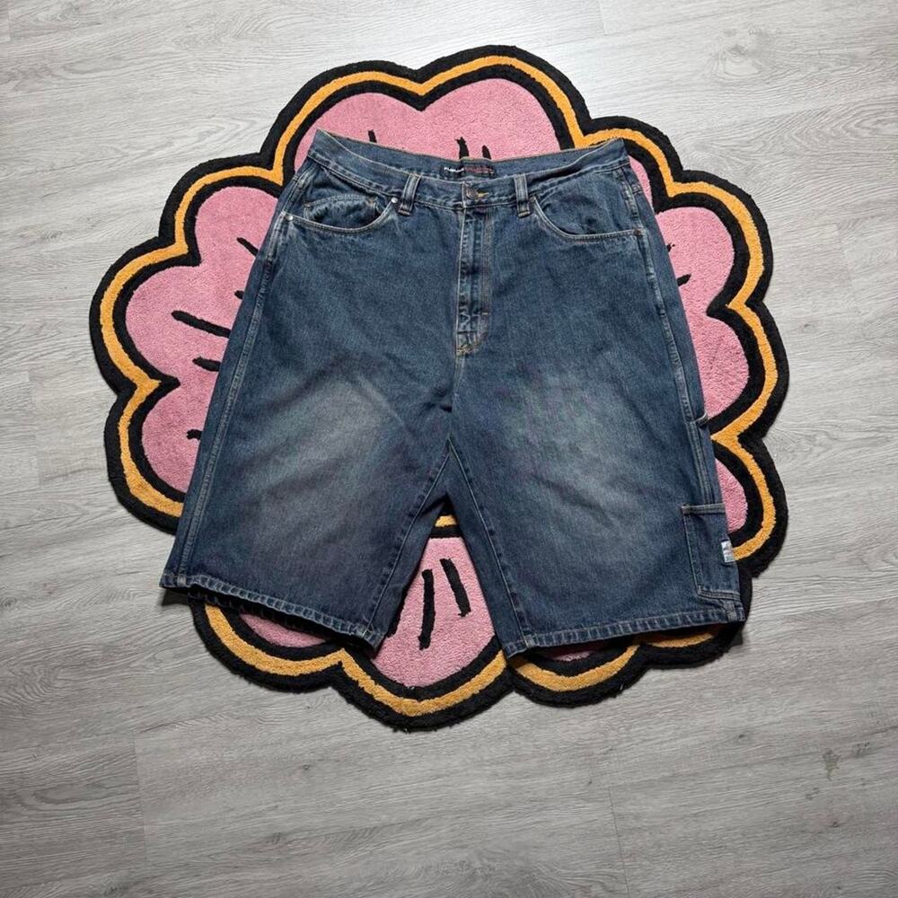 Vintage Y2K Fubu The Collection Loose Fit Stonewashed Denim Jean Shorts Size 40